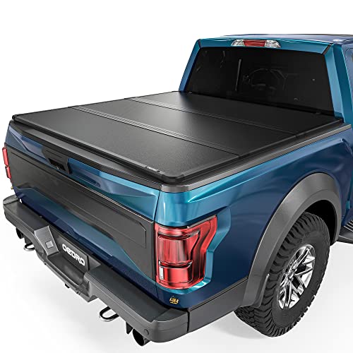 oEdRo Hard Trifold Truck Bed Tonneau Cover On Top Compatible with 2015-2023 Ford F150 F-150 (Excl. Raptor Series), Styleside 5.5 Feet Bed