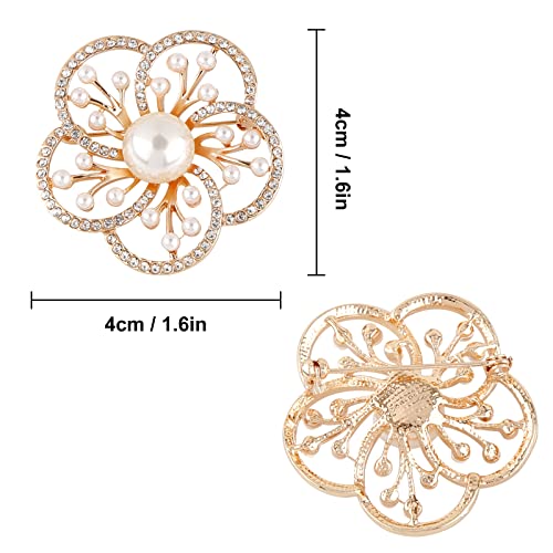 Image of Pearl Diamond Brooch Pins for Dress Sweater Scarf, Wedding Party Decoration Birthday Christmas Gift