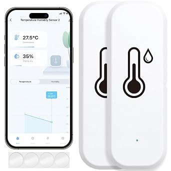 Zigbee Hygrometer Thermometer Sensor, Smart Temperature and Humidity Sensor Adjustable Update Frequency, Use with Remote App for Alert, Baby Room