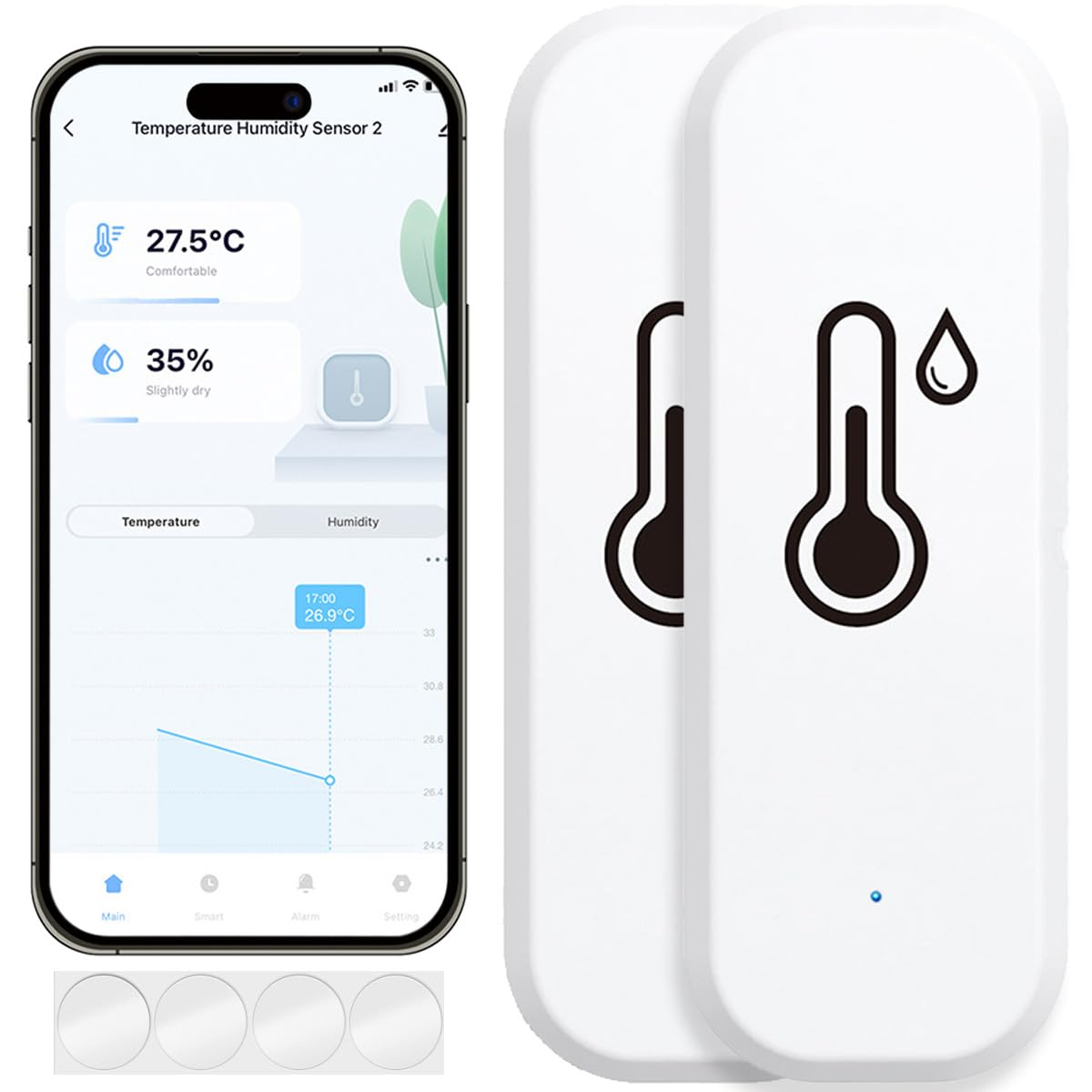 Acmerota Zigbee Hygrometer Thermometer Sensor, Smart Temperature and Humidity Sensor Adjustable Update Frequency, Use with Remote App for Alert, Baby Room…