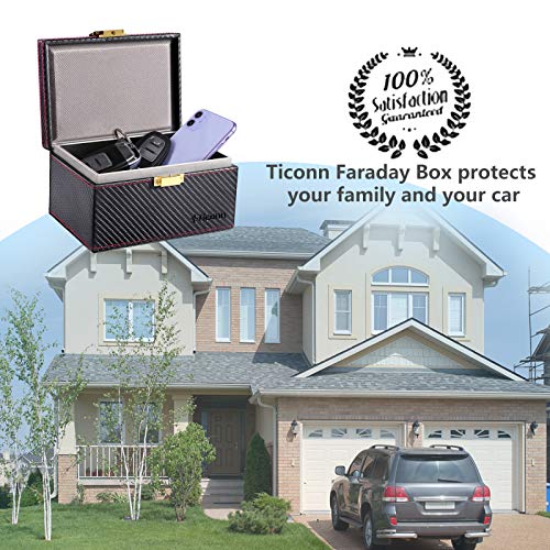 Ticonn Faraday Box, Car Key Fob Protector, Carbon Fiber Signal Blocker For Keyless Fob, Rfid Signal Blocking Pouch Cage #TOP6