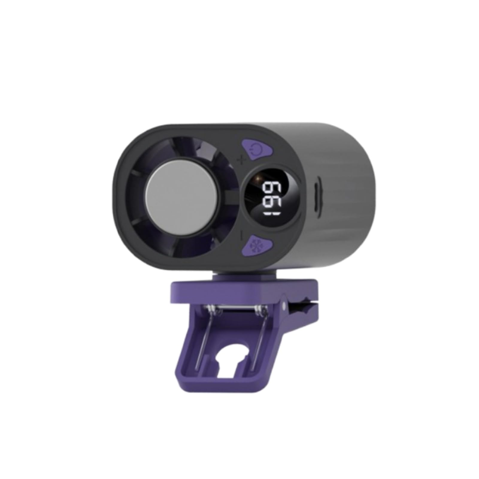 Ventilatore per aria condizionata con clip per auto, con display a LED, rotazione a 360°, velocità 199 e tecnologia semi raffreddamento, ricaricabile tramite USB, adatto per auto, lavoro, campeggio