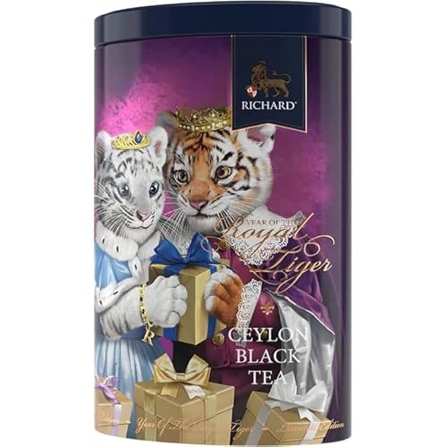 Richard Tea-Tigers Babies 20 Pyramids (1.7G Each) Ceylon Black Tea, Tin 34G (Tiger Babies) Gift Box Rich Aroma Intense Flavor #TOP1
