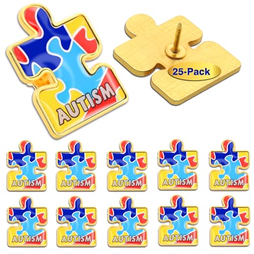 Image of 12 /25 /50 /100Pcs Autism Awareness Lapel Pins Bulk - Inspiring Symbols of Autism spectrum disorder (ASD) Brooch Badge Autism and Humanity - Every Life Has Value