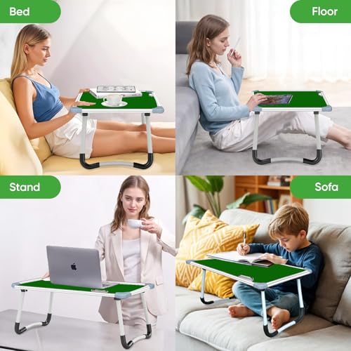 Image of YAJNAS Green Chalkboard & Laptop Table | Portable Lap Desk with Laptop Support for Bed, Home, & Office | Foldable Study Desk with Writable Chalkboard for Presentation - (15 x 26, Green)
