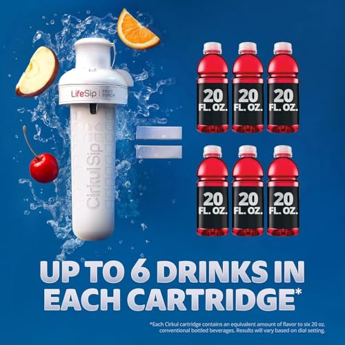 Cirkul 32oz. BPA-Free Plastic Water Bottle Starter Kit with Navy Lid, 2 Flavor Cartridges (1 LifeSip Blueberry Grape, 1 GoSip Kiwi Berry) No Sugar, Zero Calorie Drink Mix - Image 6