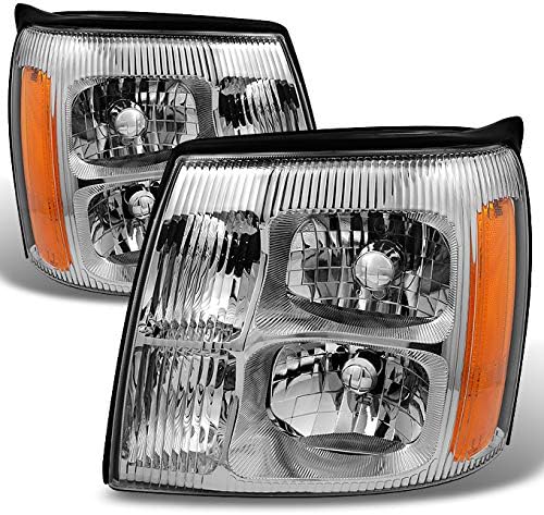 AKKON - Para Cadillac Escalade Chrome Clear HID Xenon Tipo Faros Delanteros Lámparas de Repuesto Par