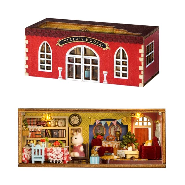 ТоуUAE - Mothers Day Gifts Diy Ԁollhouse Miniature Ԁoll House Furniture Box Theatre Building Kit Тоуs for Children Birthday Gift (QH01)