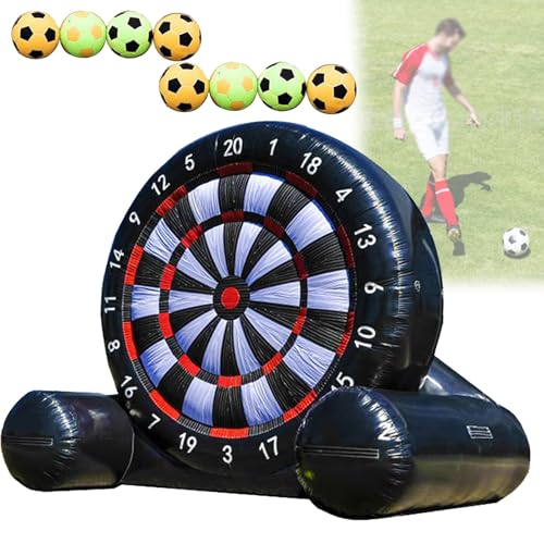 Quixnova 10ft riesige aufblasbare Fußball-Dartscheiben mit 8 Fußbällen und Gebläse, aufblasbares Fußball-Kick-Darts-Spiel für Outdoor-Hofsport