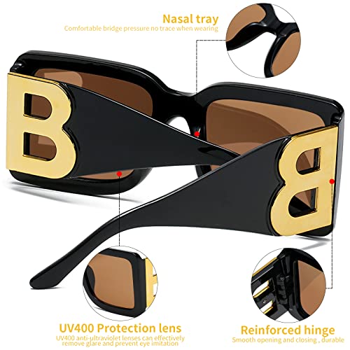 3 Pairs Oversized Square Sunglasses for Women Men Trendy Thick B Frame Big Sun Glasses UV400 Protection3