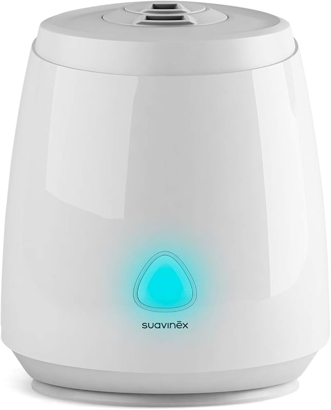 Suavinex, Humidificador Bebés, Humidificador Silencioso, de Vapor Frío, Ultrasónico, Aromaterapia, Luz Nocturna, Gran Autonomía, Control de Potencia, 2.2L, Blanco