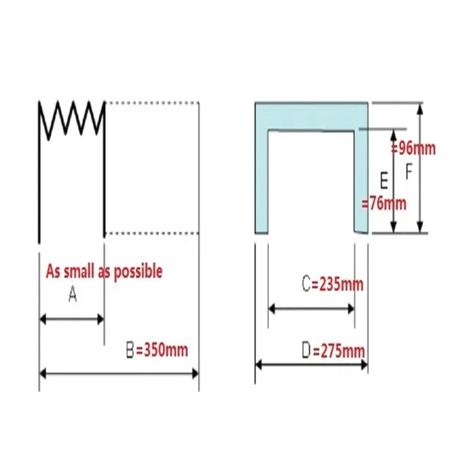 Elastyczna osłona harmonijkowa w kształcie litery U 235 X 76 X Lmax 350 mm