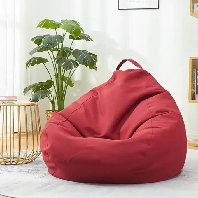 Deep Sleep Bean Bag Chair | Classic Round Linen Cloth Bean Bag with Polystyrene Beads Filling