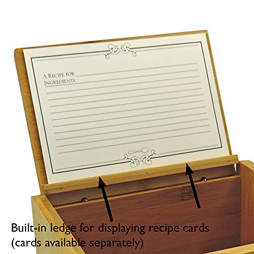 Cookbook People 4X6 Wooden Recipe Box Bamboo Wood Plain Lid - Up To 300 Cards - Includes Dividers #TOP2