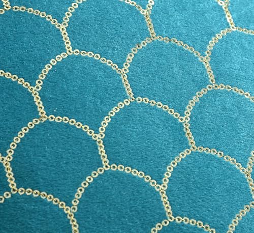 Image of Decorative Throw Pillow Covers, Turquoise Blue with Gold Moroccan Pattern, Velvet Cushion Covers, 2 Pack