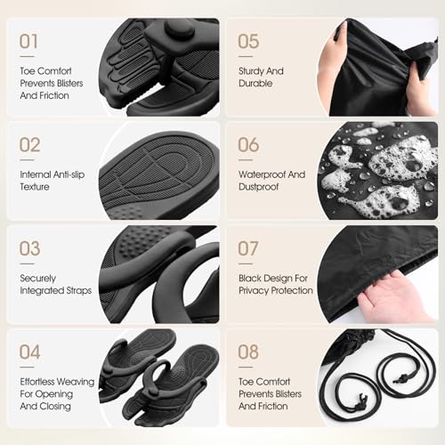 Image of Cuffbow 4 Pairs Foldable Flip Flops for Women Men Travel with 4 Pcs Bag Non Slip Quick Dry Lightweight Disposable Shower Shoes Slippers Thong Sandal Beach Bathroom Camping