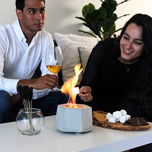 Colsen Tabletop Rubbing Alcohol Fireplace Indoor Outdoor Fire Pit Portable Fire Concrete Bowl Pot Fireplace (HEX Tesla)
