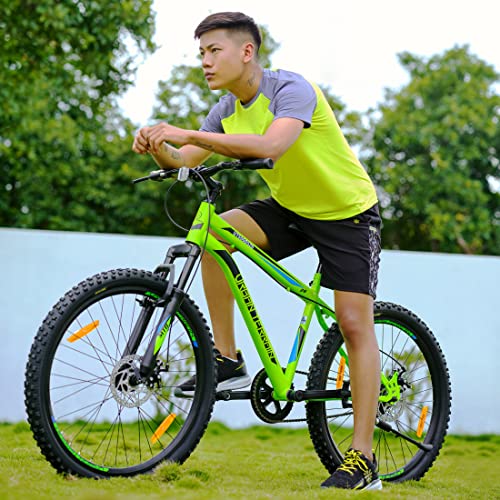Urban Terrain Steel Bicycle MTB 26 inch Single Speed with Front Suspension & Disc Brake Cycle for Men/Boys Mountain Bike UT5000S26 | Ideal for 13+ Years, Frame Size : 16.5 inch, Unisex, Green 2