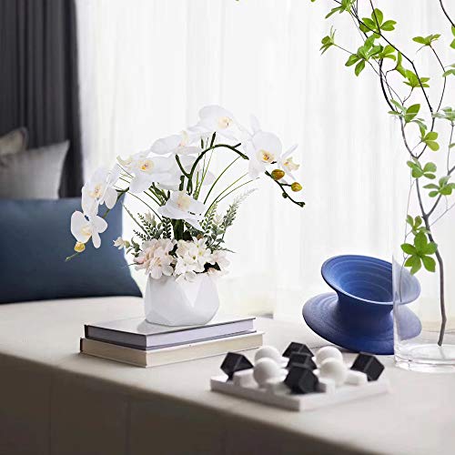 Lesing Artificial Ochid Flowers Fake Faux Orchid Arrangement With Vase Artificial Bonsai Potted Flowers Phalaenopsis Orchid In Vase For Home Decoration (Style 2,White Vase) #TOP4