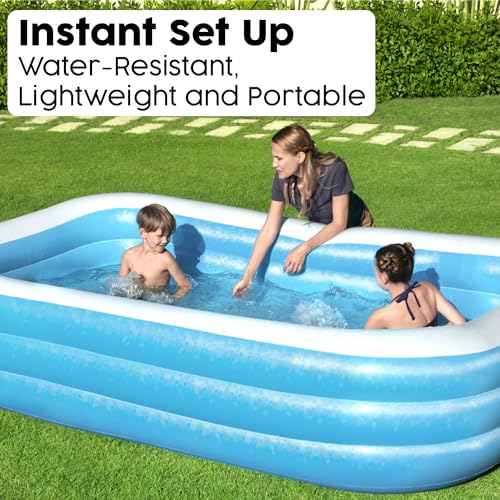 Image of Bestway Inflatable Family Pool, 10' x 6' x 22 inch /3.05m x 1.83m x 56cm, Outdoor Garden Pool, Capacity : 1161L