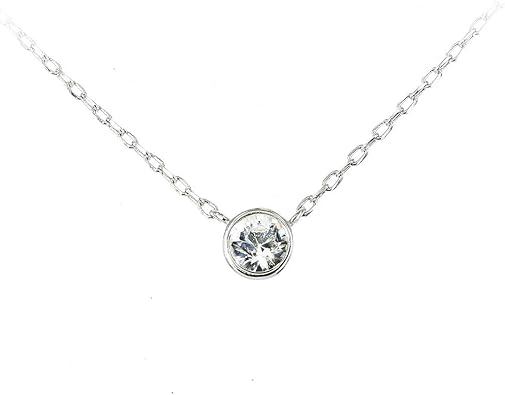 Baron-Jewelry Chic & timeless solitaire necklace adorned with 6.23mm crystal. Rhodium plated .925 Sterling Silver. 16 chain.