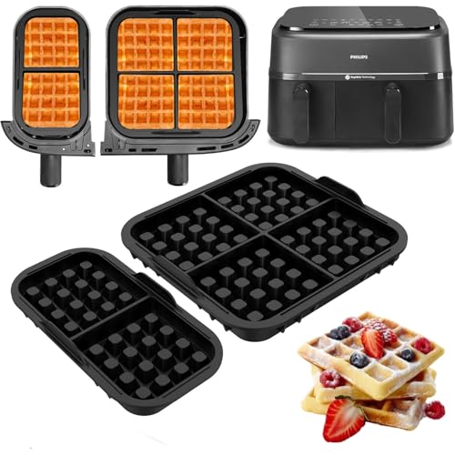 2 Pcs Air Fryer Silicone Waffle Moulds, Compatible with Philips NA350 & Tefal EY9018, Reusable & Non-Stick Silicone, Belgian Waffles Insert Hot Air Fryer Accessories