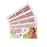 GRI9 Velvet Round Dot Bindi Tattoo Sticker Indian Multi Size Daily Use Forehead Bindis Adhesive Body Jewelry (RED)