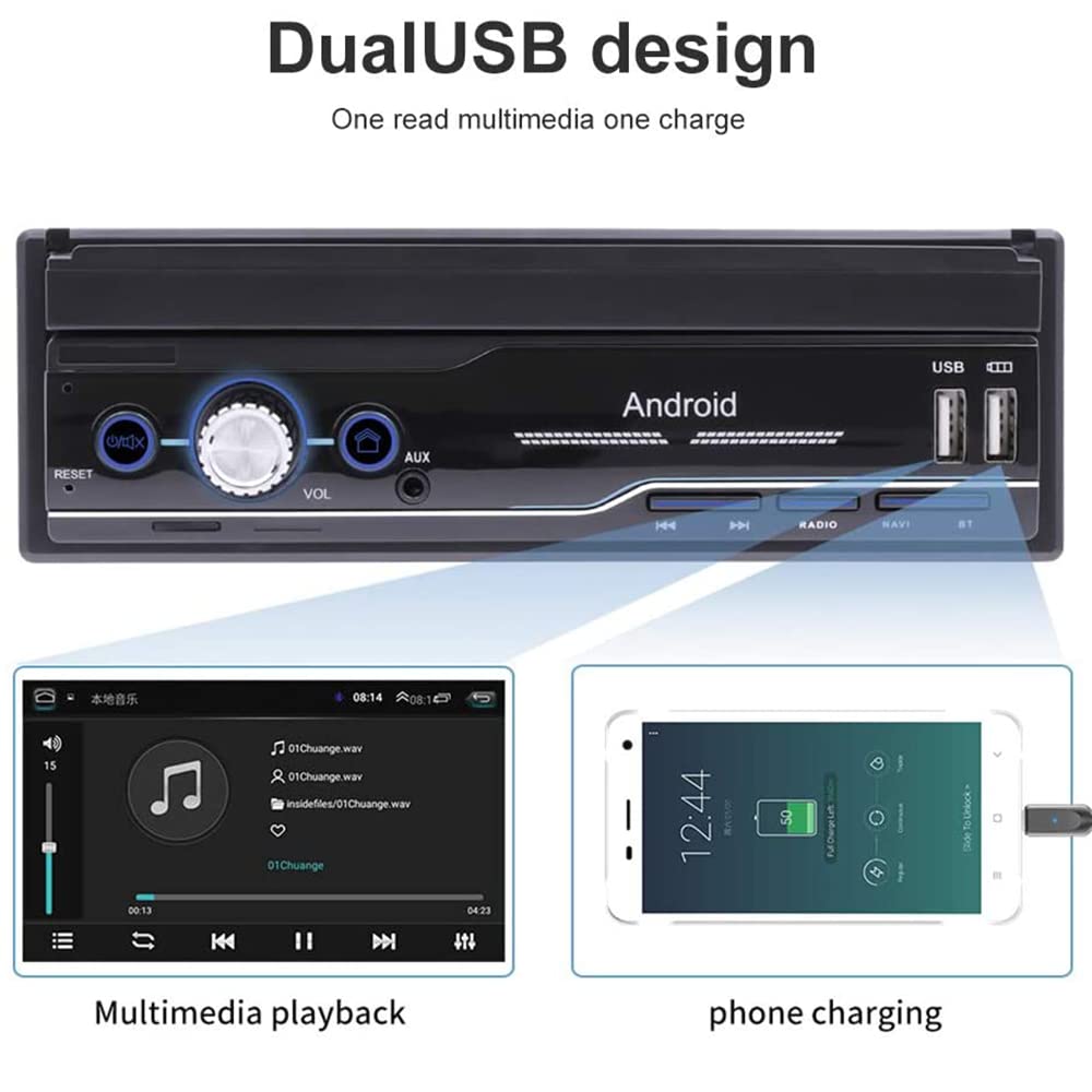 Hikity Android Car Stereo Single Din with Sat Navi Bluetooth Car Radio