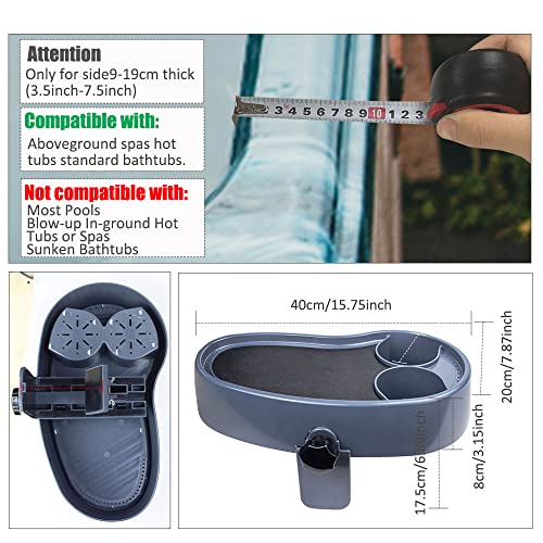 AUKCA Hot Tub Table Tray,Heavy-Duty Nonslip Drink Caddy with Cup Holders，Suitable for Spa - Pool - Bathtub Hot Tub Accessories - Thumbnail 2