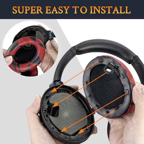 Image of SOULWIT Replacement Earpads for Sony WH-1000XM4 (WH1000XM4) Headphones, Ear Pads Cushions with Noise Isolation Foam, Added Thickness, Without Affecting Sensor - Red Storm