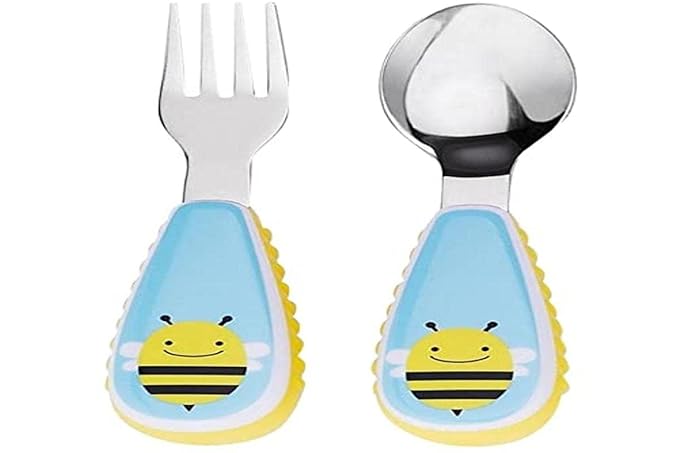 Skip Hop Baby Zoo Little Kid and Toddler Fork and Spoon Utensil Set, Multi Brooklyn Bee