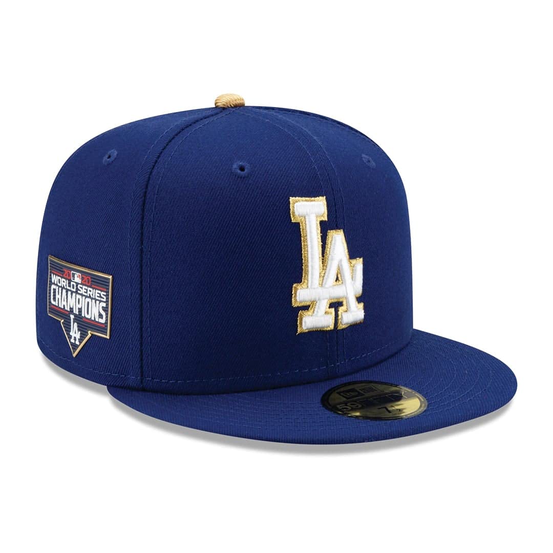 New Era LA Los Angeles Dodgers 59FIFTY 2020 Gold Championships Fitted Blue Hat Cap