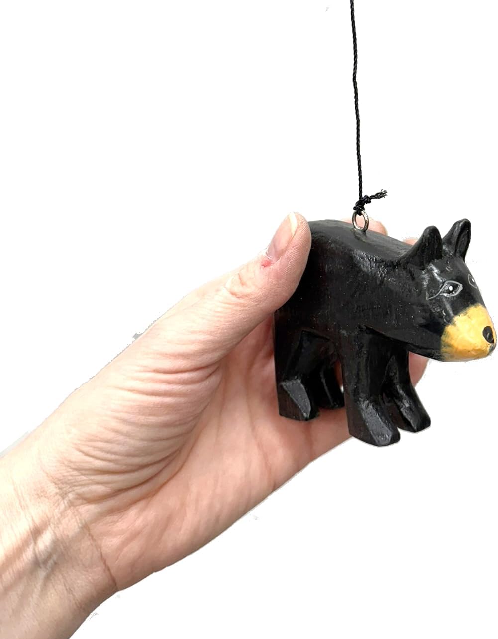 Black Bear Windchime - XL Hand Carved Wood and Bamboo Coastal Nautical Patio Decor Indoor Outdoor Wind Chime 46"