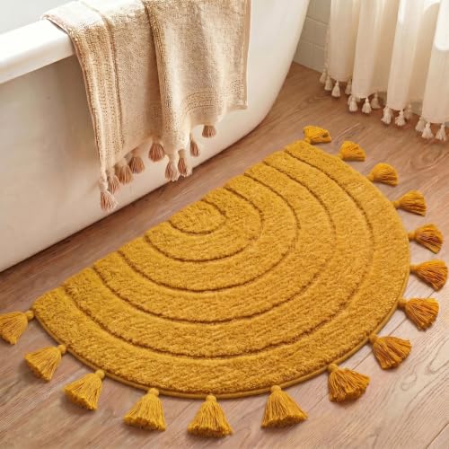 Cevolyn Plush Half Circle Bath Rug
