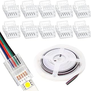 RUNCCI-YUN 5 m 5-pin LED Strip Extension Cable DC 12V-24V Connection Cable+ 10 sztuk 5-pin 10 mm LED Strip Connector do RGBW RGBWW L Plain LED Strip and other DC 12 V, 24 V LED lighting