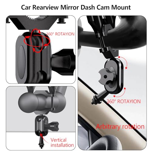 Soporte para cámara de salpicadero y espejo retrovisor: kit universal ajustable 2