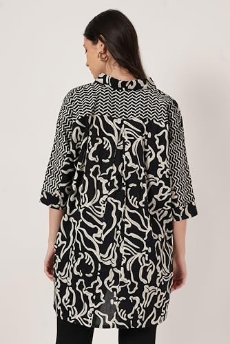 Image of COTLAND Fashions Printed Oversized Button Down Shirt for Women (Ink Illusion)