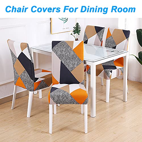 Hzdhclh Geometric Chair Covers For Dining Room 6 Pack,Stretch Spandex Parsons Chair Slipcover Set Of 6,Washable Anti-Dust Chair Seat Cover For Kitchen,Wedding,Party #TOP1