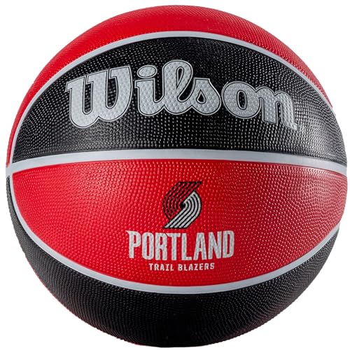 Wilson Pallone da Basket NBA TEAM TRIBUTE BSKT, Utilizzo Outdoor, Gomma, Misura 7, Rosso/Nero (Portland Trail Blazers)