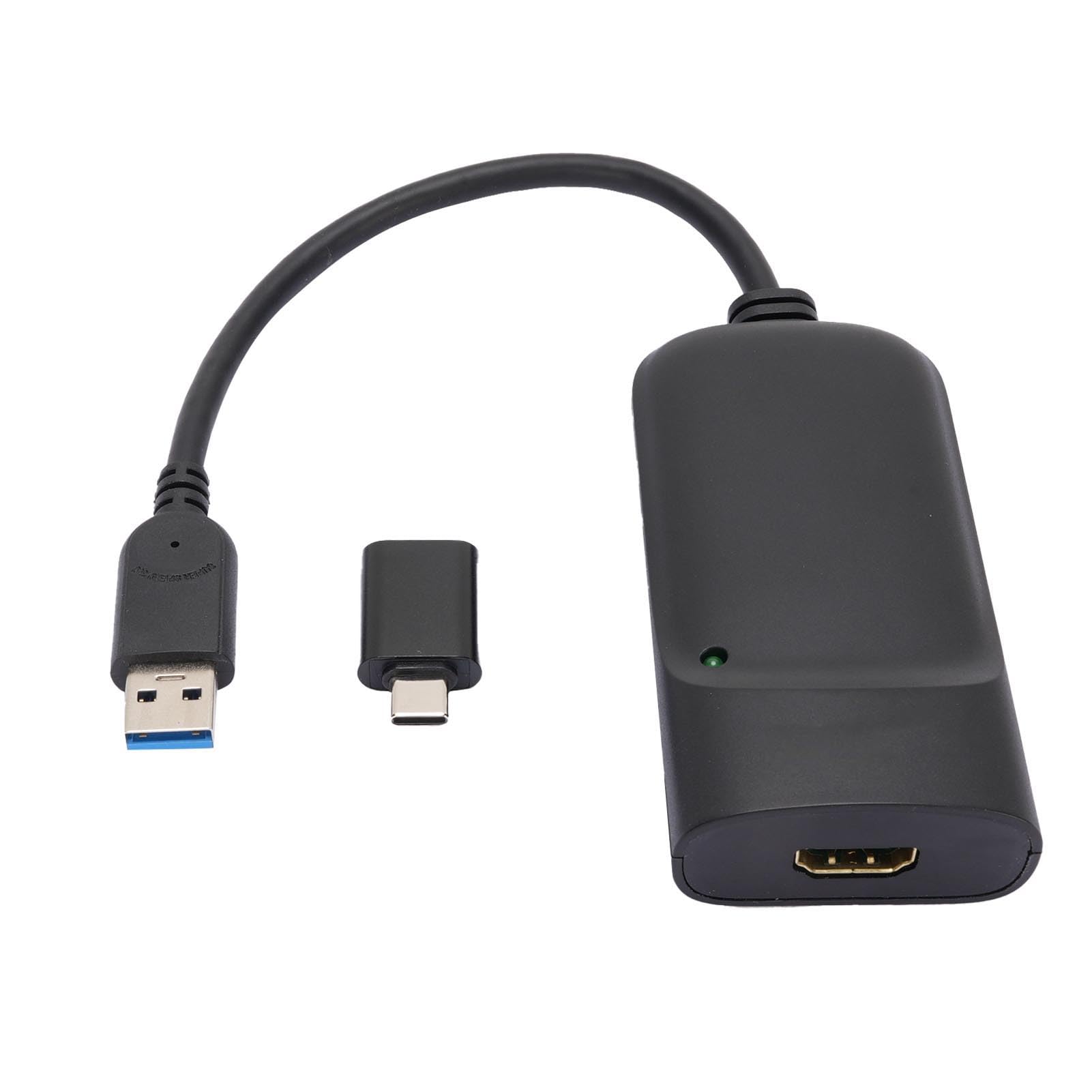 Jiawu Steckbarer USB3.0-auf-High-Definition-Multimedia-Schnittstellenadapter, Doppelbildschirm-High-Definition-Display für Grafikdesign, Bearbeitung für Typ-C-Anschluss