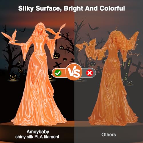 Image of Silk Orange PLA Filament 1.75mm, 1kg (2.2lb) Halloween 3D Printer Filament, High Speed, Low Warp & Clog-Free, Dimensional Accuracy + /- 0.03mm, Fit for FDM 3D Printers & 3D Pens