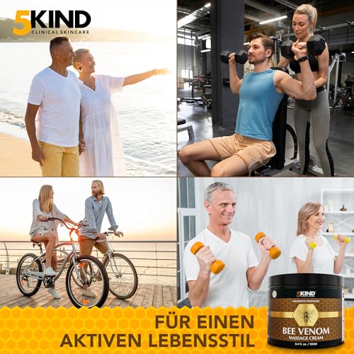 5Kind Bienengiftsalbe Maximale Stärke 100ml - Bienengiftcreme - Bee Cream Natürlich Massage für Gelenke & Muskeln, Lendenwirbelsäule, Knie, Nacken, Schulter & Füße - Verantwortungsbewusst Gewonnen
