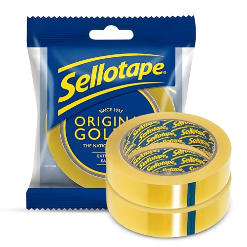 Original Golden Cellotape | Multi-Purpose Clear Tape for Household Objects - Extra Sticky Clear Packing Tape for Sticking Envelopes Cards & Gifts | Easy to Use - Sellotape 24mm x 50m