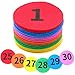 Pack of 30 Round Carpet Marker Sticker Multicolored with Number 1 to 30 for Classroom
