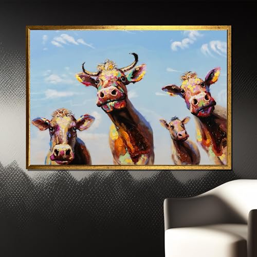 Tableau vache coloré 40x60cm sans cadre pour décoration murale