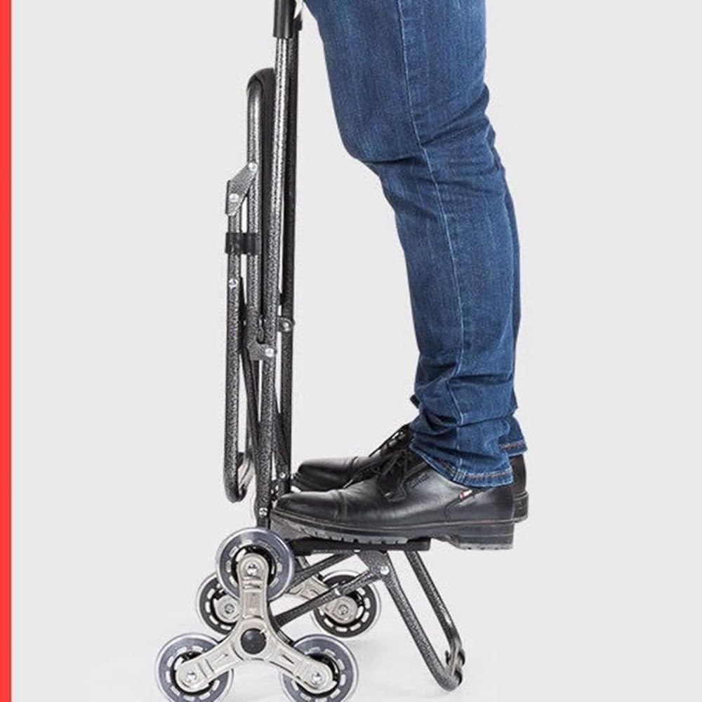 便利なスーパーマーケット折りたたみ式ショッピングカート登り階段トロリー車シンプルな高齢者の手食料品買い物トロリー (レッド,大型単輪