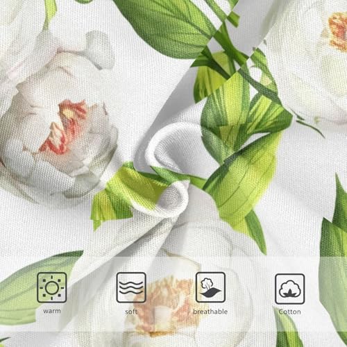 White Peony Flowers Green Leaves Girl Panties Cute Toddler Underwear Custom Cotton Pattern Briefs Undies Kids 2t3