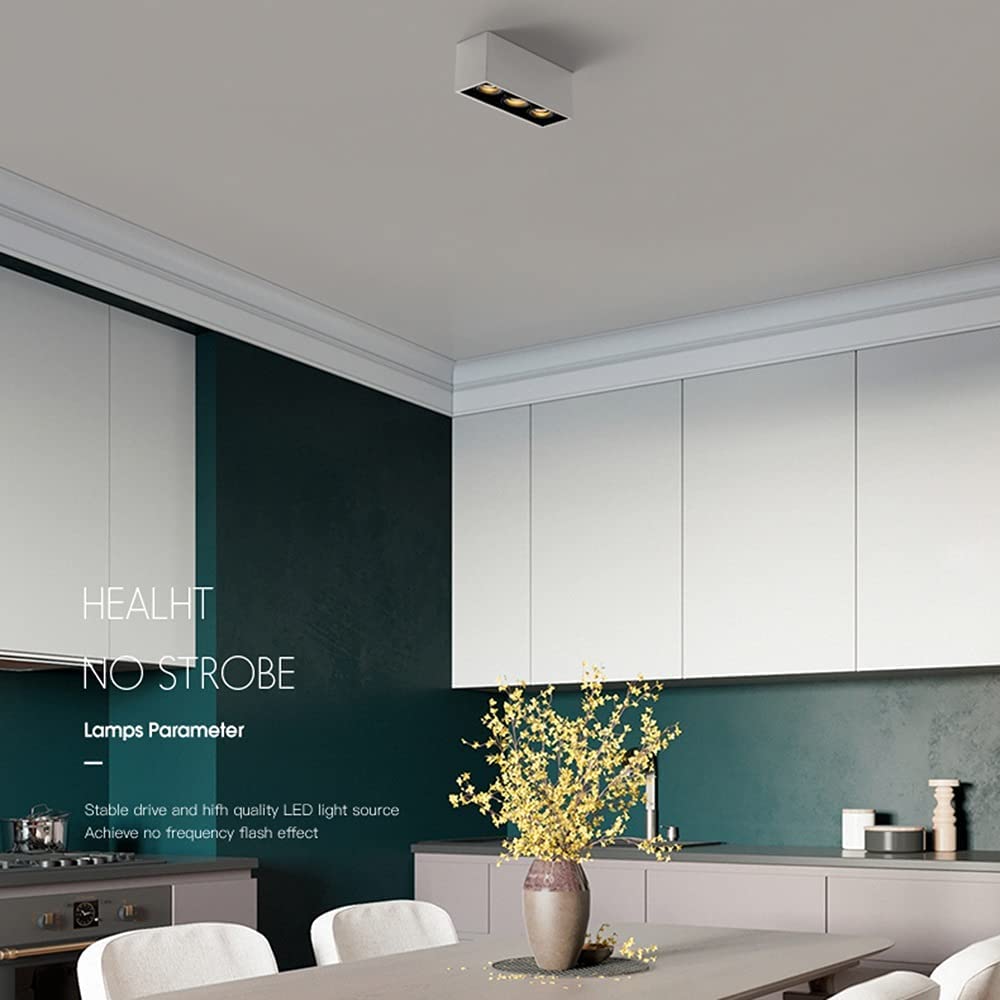 Foco, Lámpara de techo LED cuadrada de superficie, Downlights modernos antideslumbrantes de 5W-10W, Focos de 3000K-4000K CRI 90+ Ángulo de haz de 24°, Lámparas de baño de pared de fondo, /4000K/7W