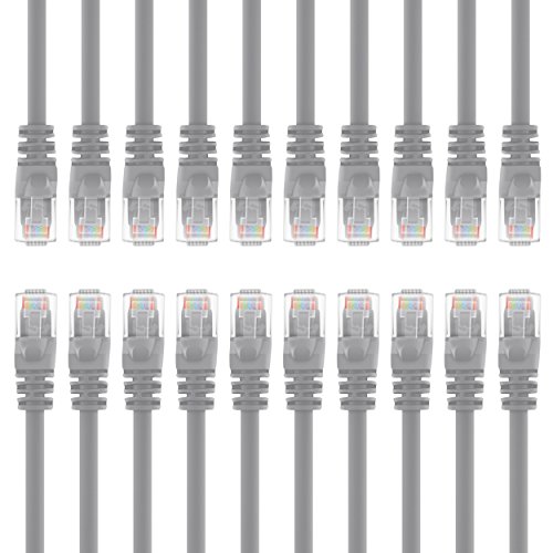 GearIt 20�{�Z�b�g, Cat5e ���� LAN�P�[�u��/�C�[�T�l�b�g�p�b�`�P�[�u�� 1.2m 4 Feet - Snagless RJ45 Computer LAN Network Cord, �O���[ [Lifetime Warranty]