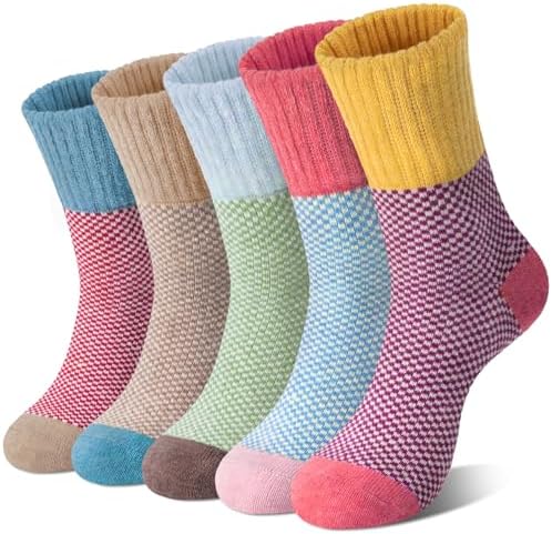 Loritta Wool Socks for Women Warm Winter Socks Knit Crew Calf Hik...